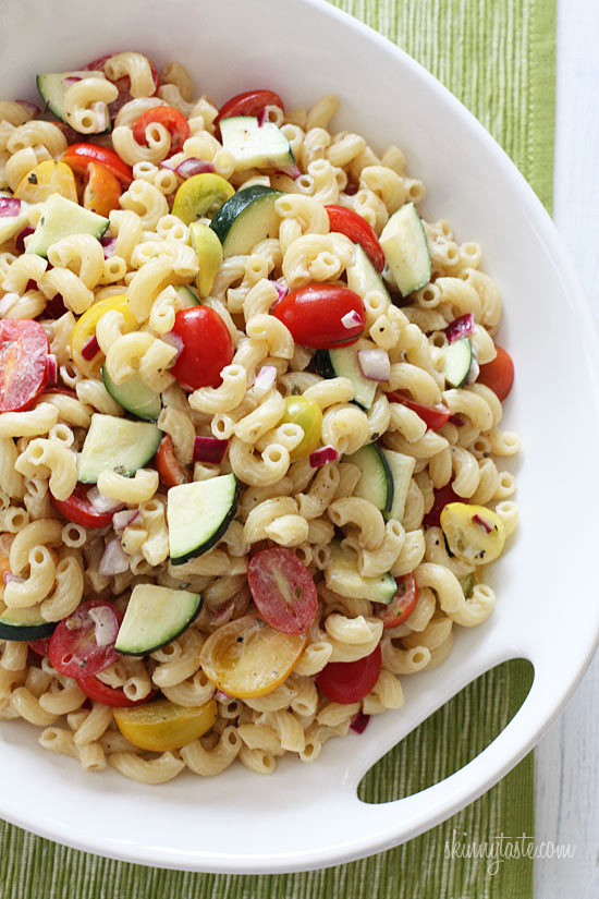 Skinnytaste Pasta Salad
 Summer Macaroni Salad with Tomatoes and Zucchini