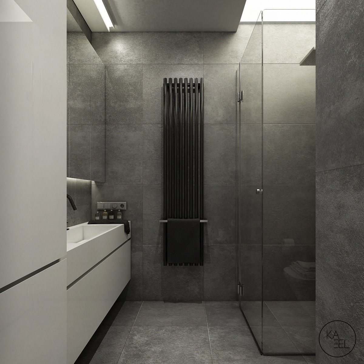 Slate Tile Bathroom
 3 Breathtaking Apartment Interiors from the Kaeel Group