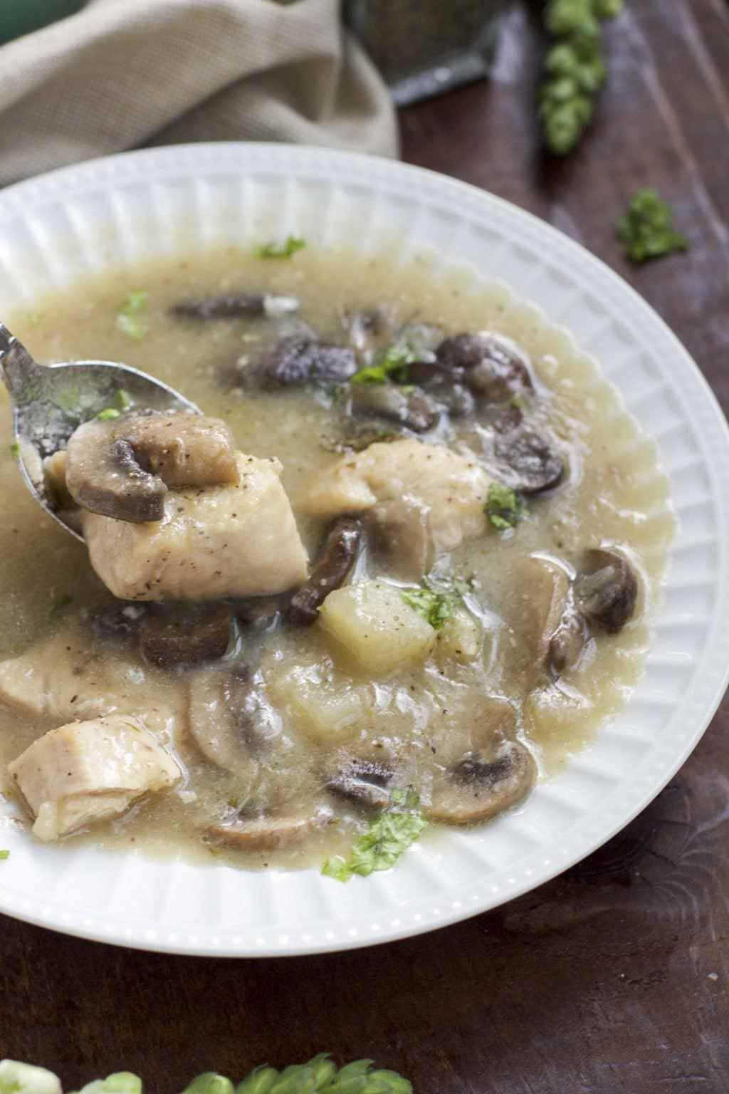 Slow Cooker Chicken Marsala Cream Mushroom Soup
 Tender chunks of chicken swimming in a rich and creamy