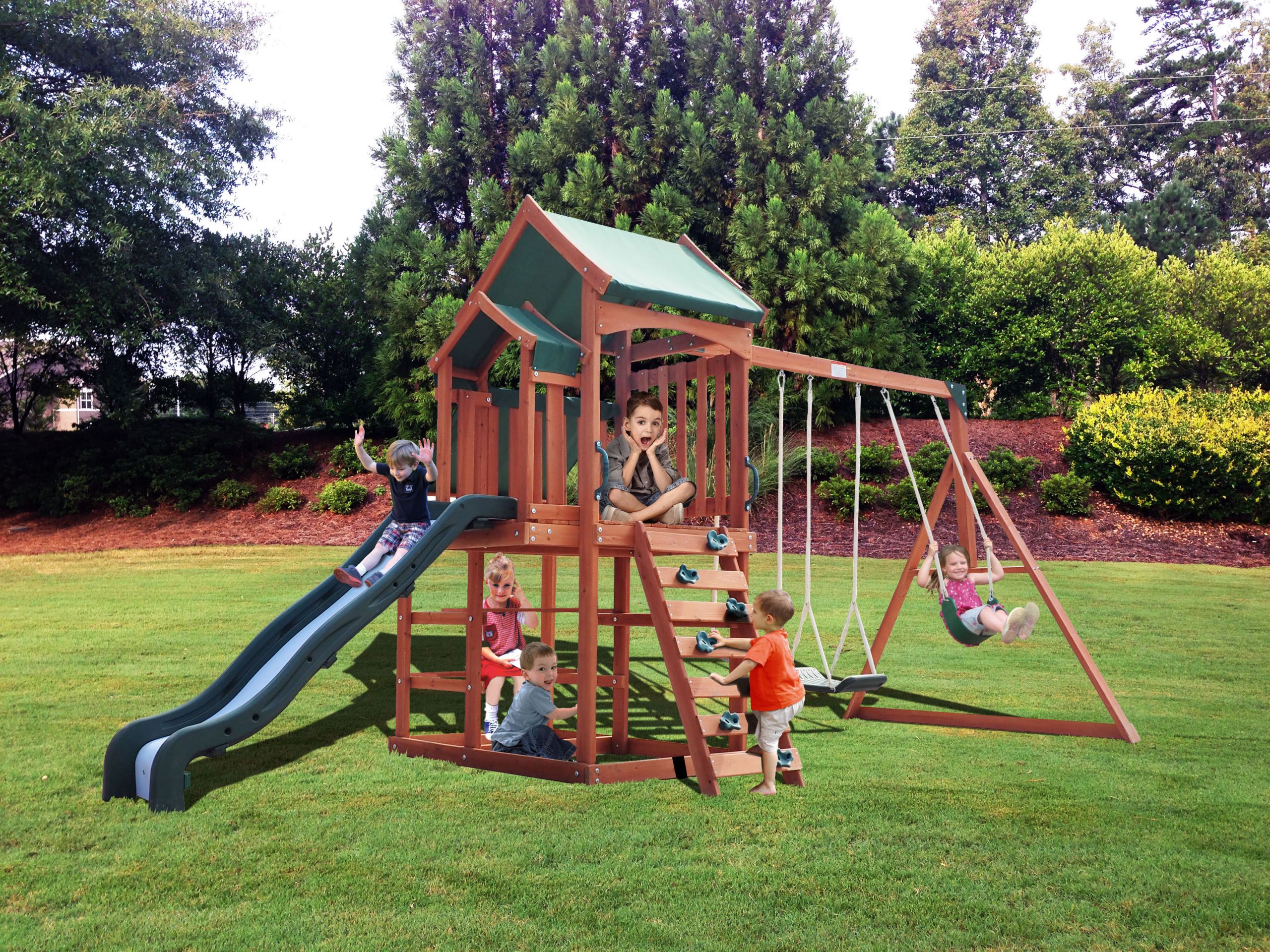Small Backyard Playground Sets
 Sportspower Timber Play II with Balcony Swing Set