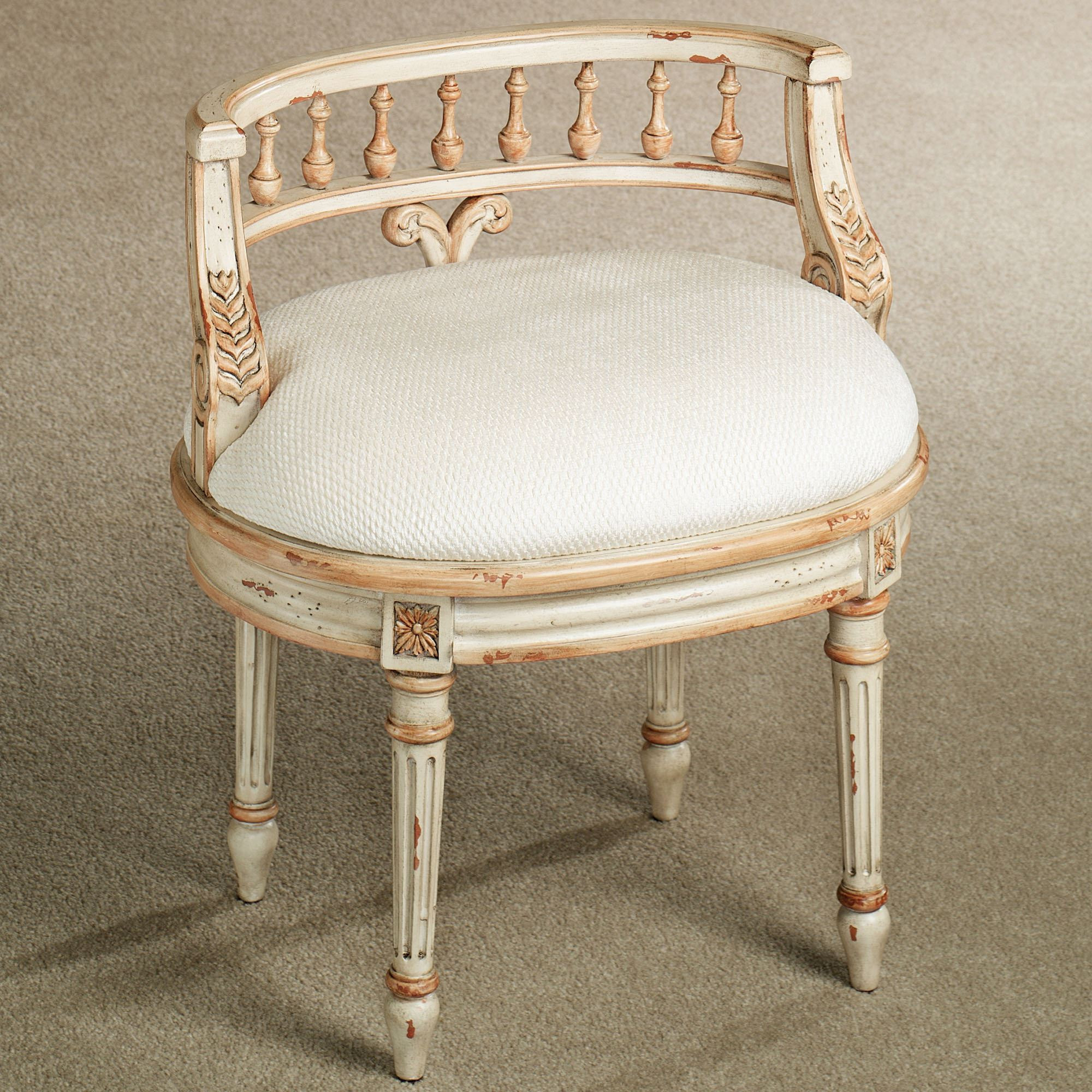 Small Bathroom Chair
 Queensley Upholstered Antique Ivory Vanity Chair