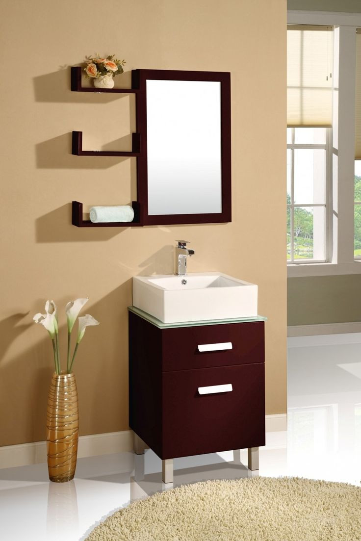 Small Bathroom Vanity Mirrors
 Simple Dark Wood Bathroom Mirrors With Shelves And Small