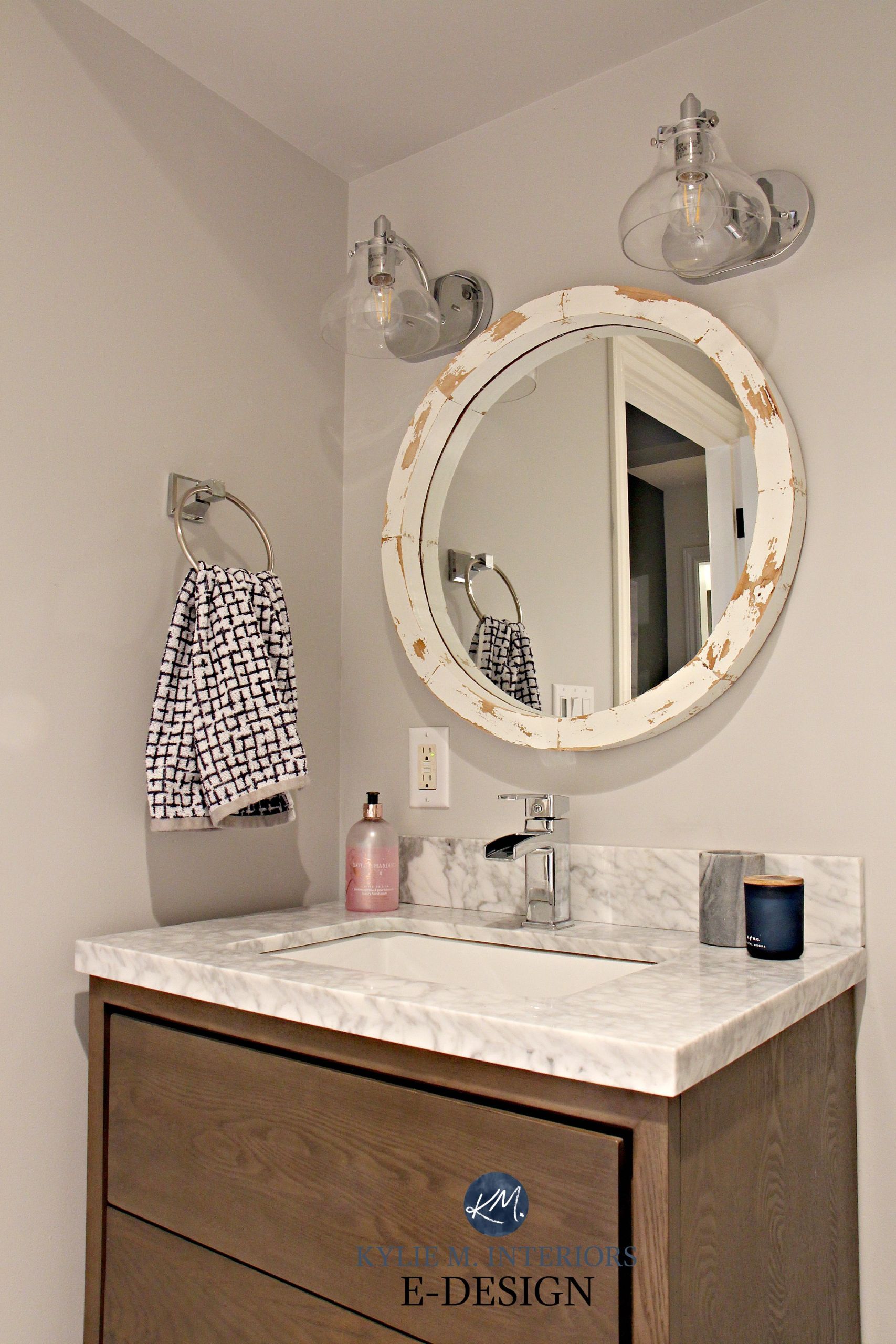 Small Bathroom Vanity Mirrors
 Small bathroom update ideas wood vanity marble