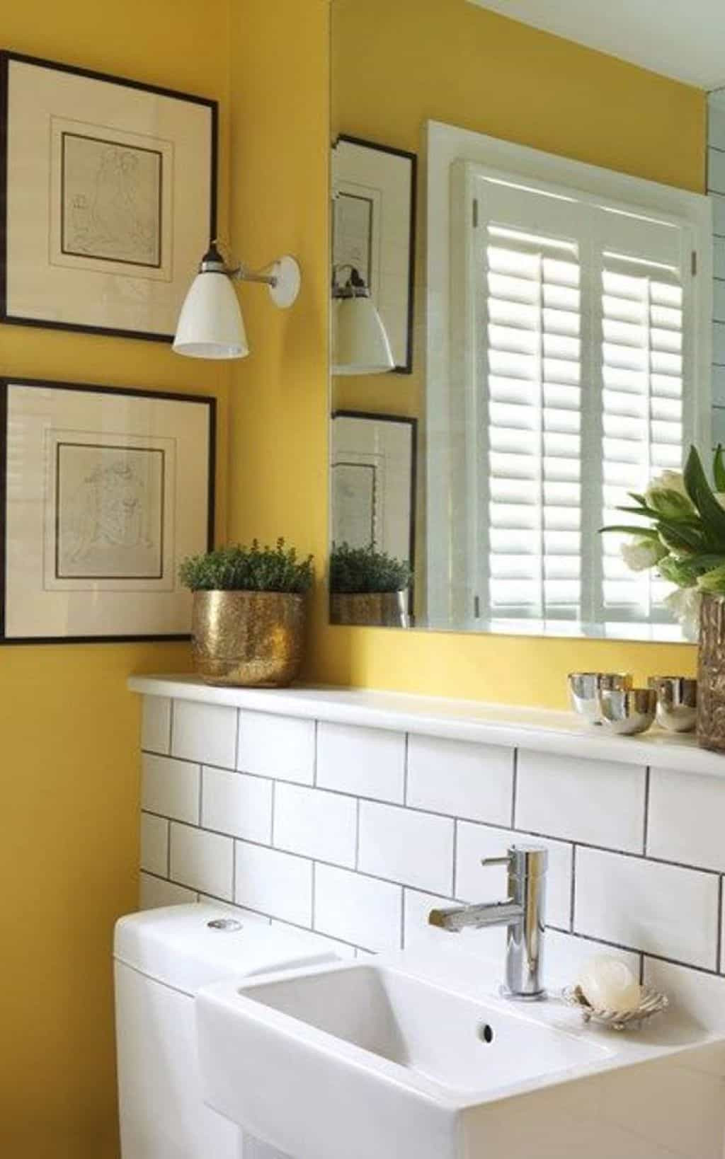 Small Bathroom Wall Colors
 Small Bathroom With Yellow Wall Colors And Houseplants