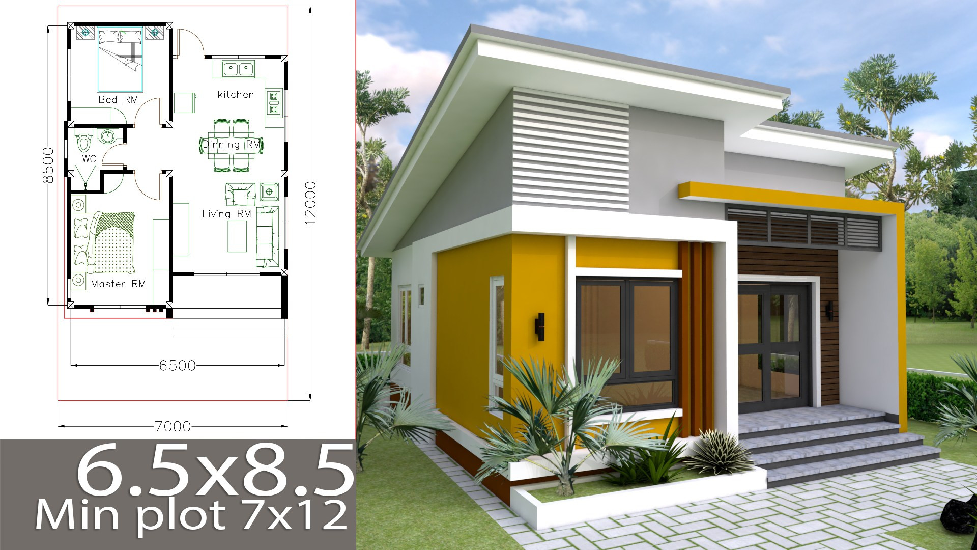 Small Bedroom Floor Plan
 Small Home design Plan 6 5x8 5m with 2 Bedrooms Samphoas
