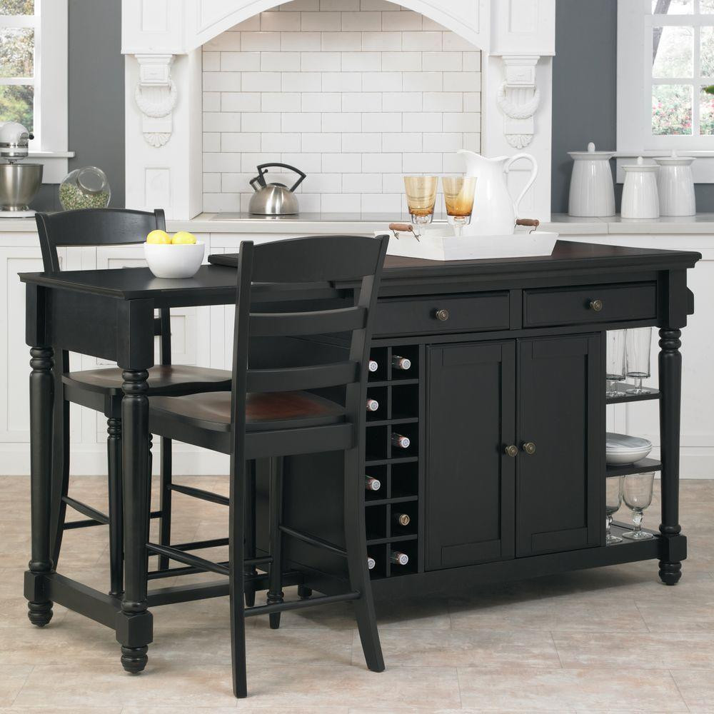 Small Black Kitchen Island
 Home Styles Grand Torino Black Kitchen Island With Seating