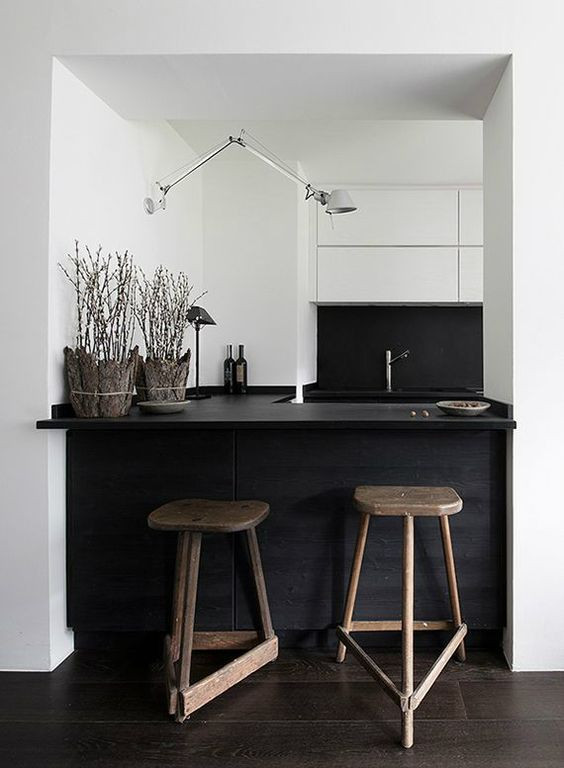 Small Black Kitchen Island
 34 Timelessly Elegant Black And White Kitchens DigsDigs