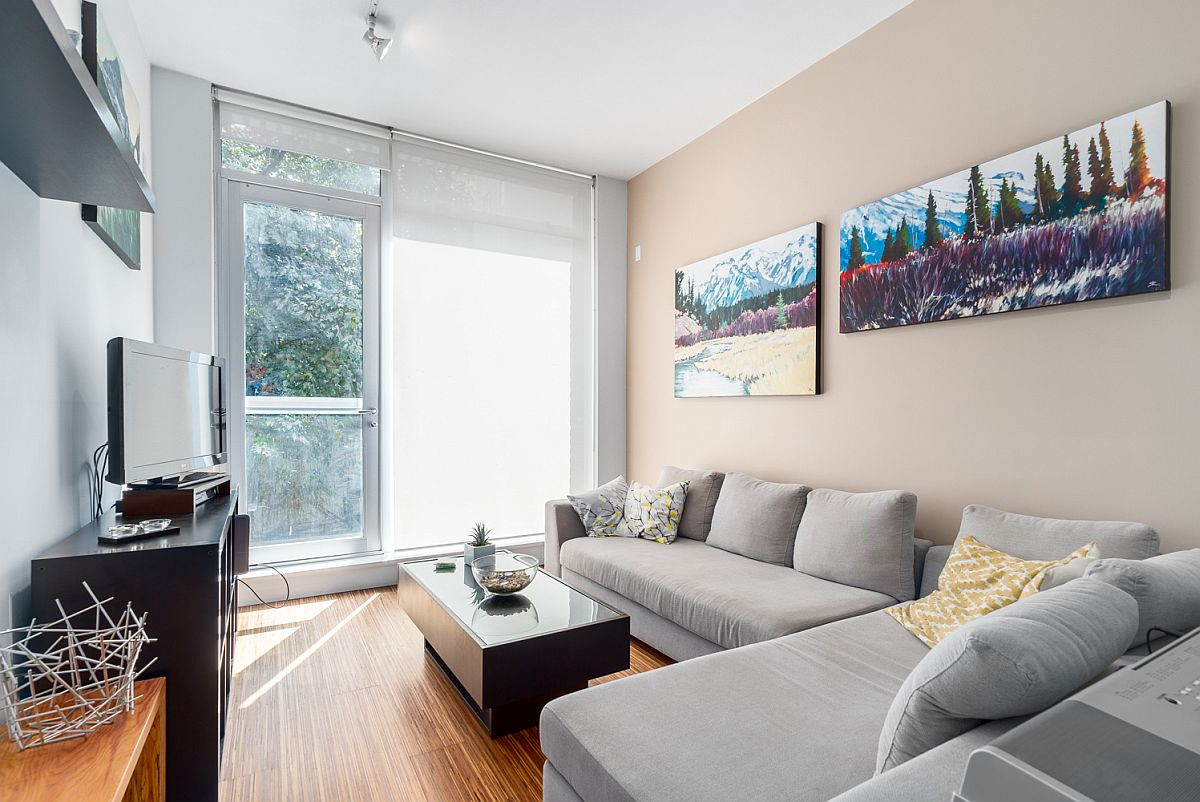 Small Contemporary Living Room
 Small Modern Apartment in Vancouver Maximizes Space and Style