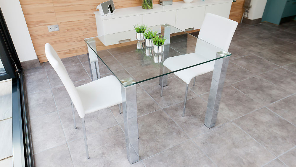 Small Glass Kitchen Table
 Square Glass Dining Table Chrome Legs