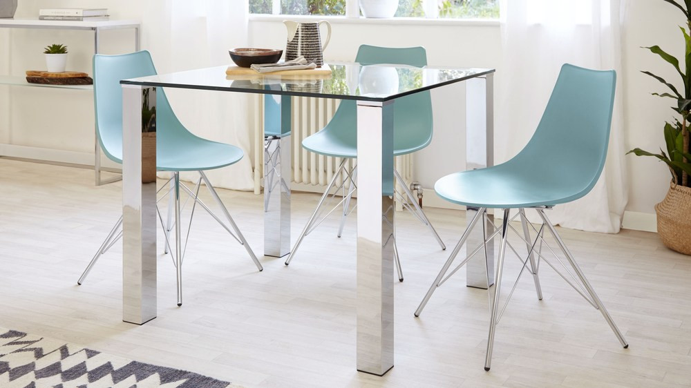 Small Glass Kitchen Table
 Tiva 2 to 4 Seater Small Glass and Chrome Dining Table