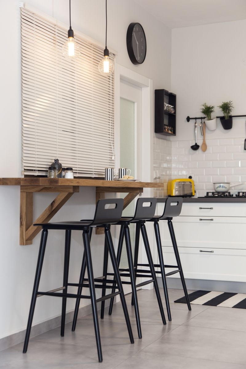 Small Kitchen Bar Table
 wooden kitchen bar Scandinavian kitchen black &white