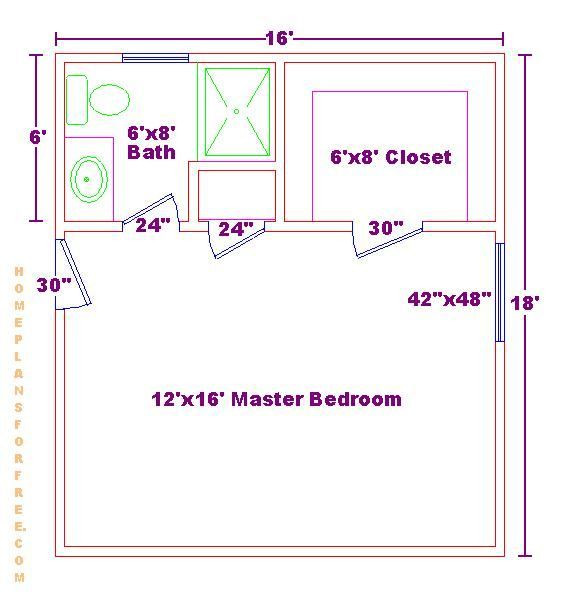 Small Master Bathroom Floor Plans
 Master bedroom 12x16 floor plan with 6x8 bath and walk in