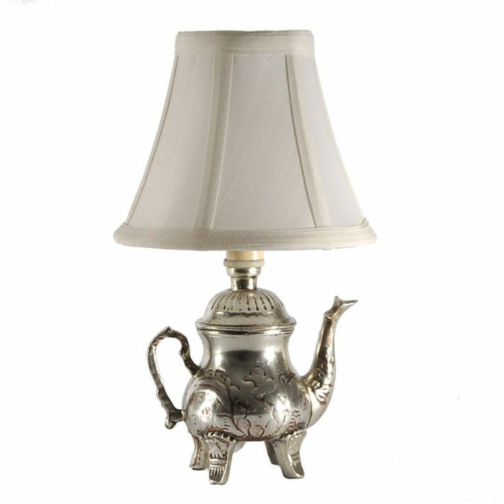 Small Table Lamps For Kitchen
 Small Silver Teapot Accent Table Lamp for Kitchen Counter