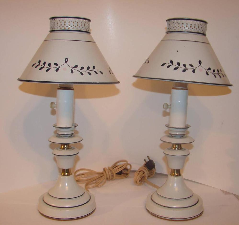 Small Table Lamps For Kitchen
 Pair Vintage Toleware Small Kitchen Counter Table Lamps