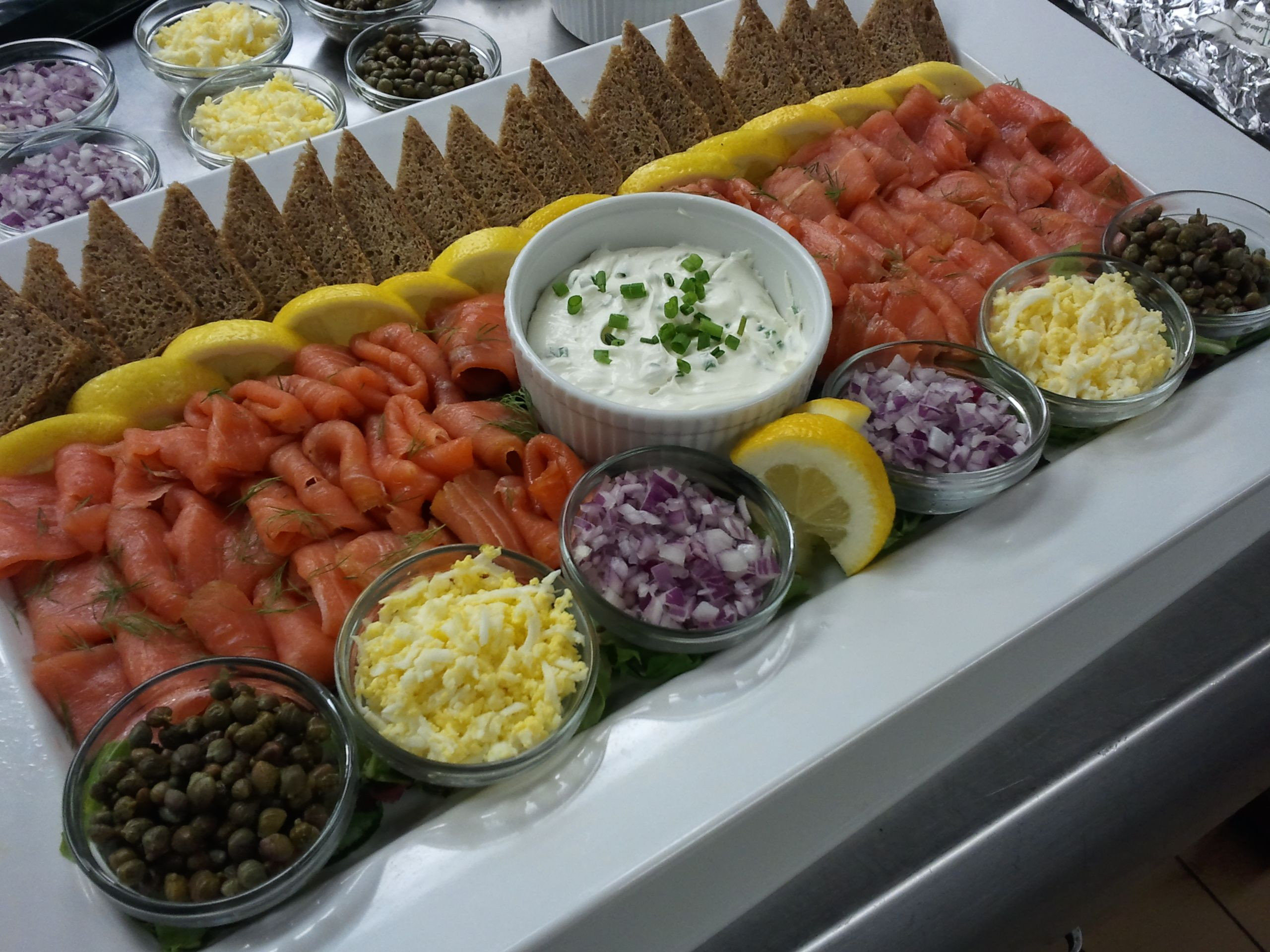 Smoked Salmon Appetizer Platter
 smoked salmon platter with red onion capers and onion