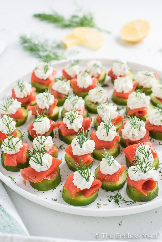 Smoked Salmon Appetizer Platter
 Smoked Salmon Appetizer Bites w Lemon Dill Cream Cheese