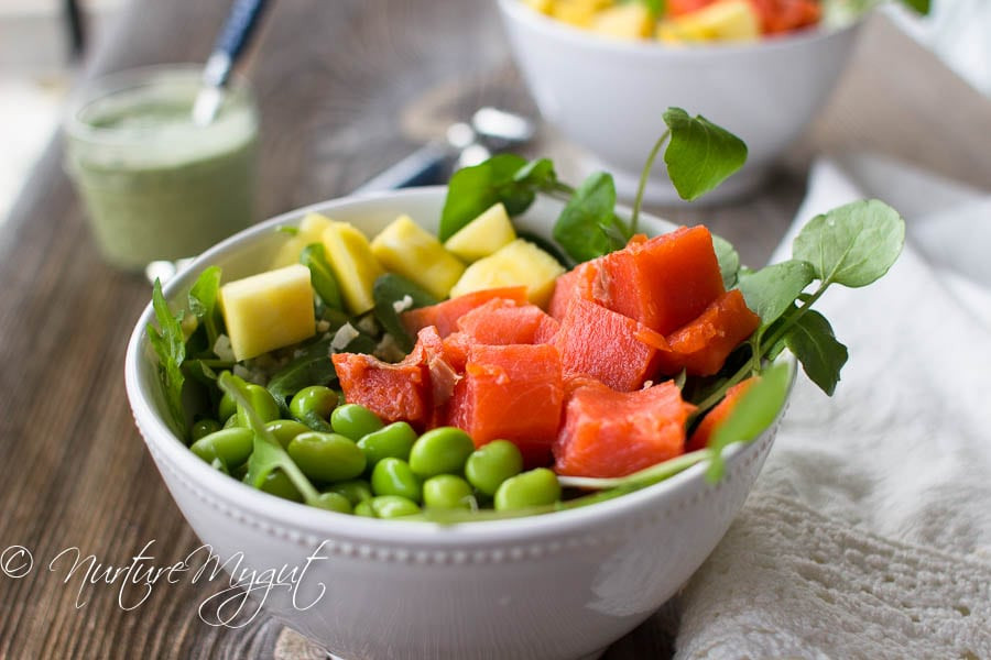 Smoked Salmon Poke Bowl
 Easy DIY Smoked Salmon Poke Bowl w Cilantro Cream Dressing