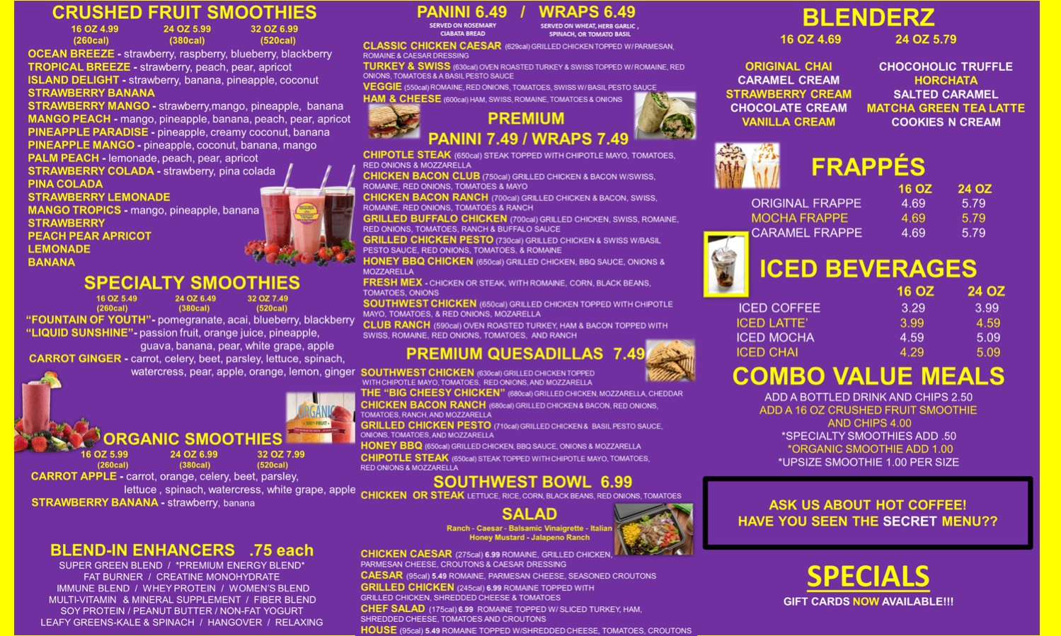 Smoothies And Things
 Menu Smoothies N Things Cafe