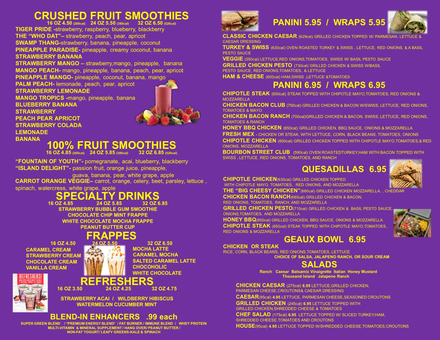 Smoothies And Things
 Menu Smoothies N Things Cafe