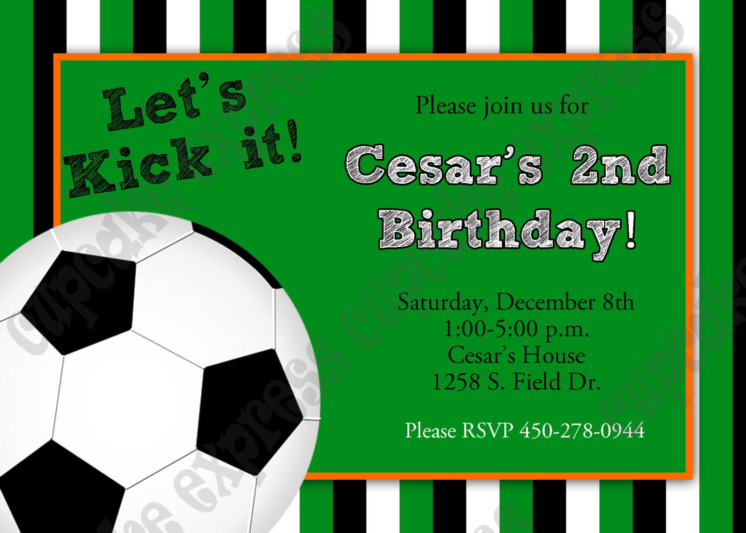 Soccer Birthday Party Invitations
 DIY SOCCER Birthday Party PRINTABLE Invitation 5x7 green