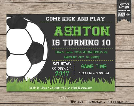 Soccer Birthday Party Invitations
 Soccer Invitation Soccer birthday invitation Soccer Party