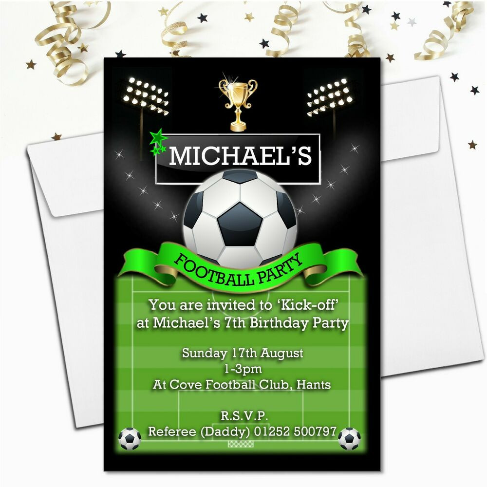 Soccer Birthday Party Invitations
 10 Personalised Boys Football Pitch Soccer Birthday Party