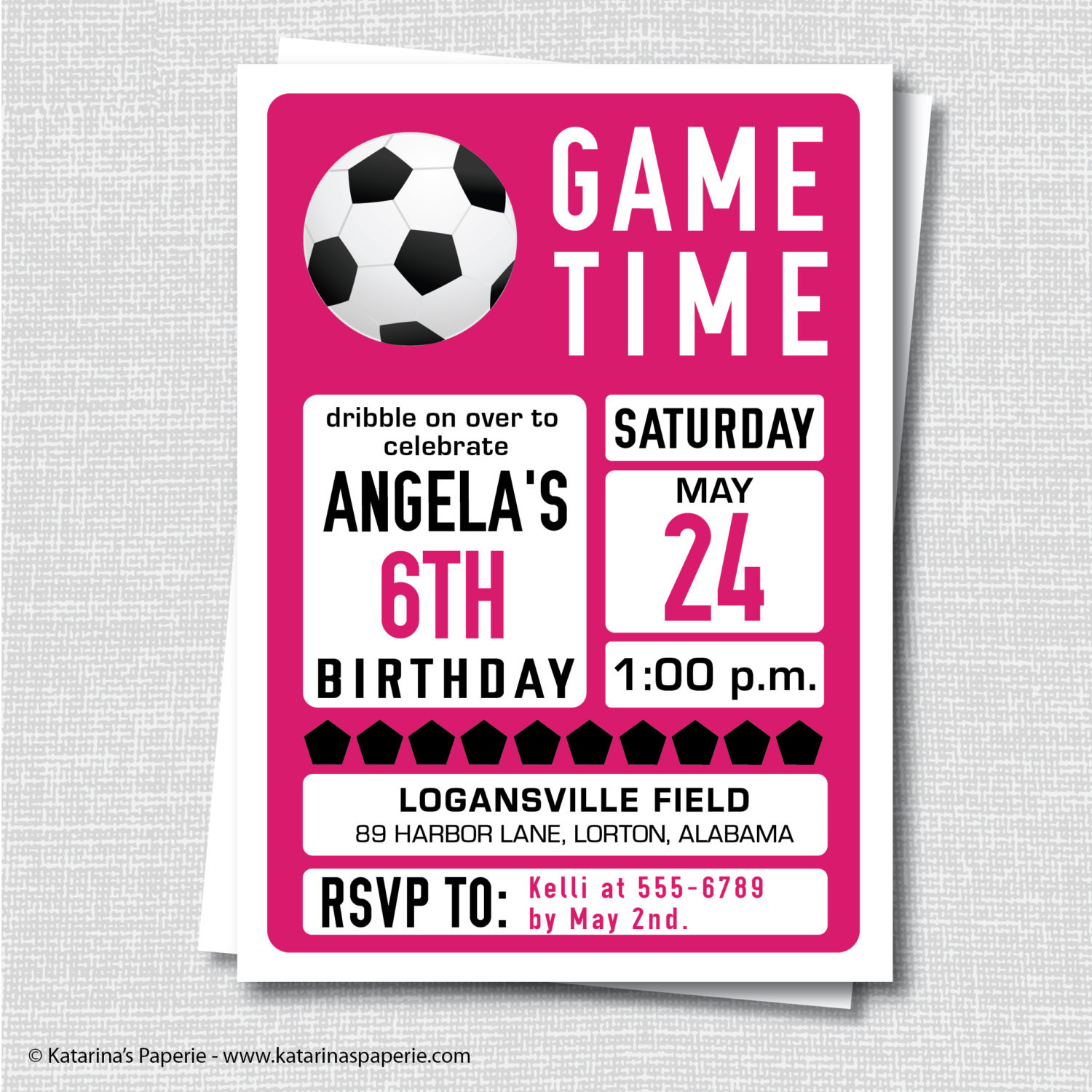 Soccer Birthday Party Invitations
 Custom Girl Soccer Birthday Invitation Soccer Themed Party