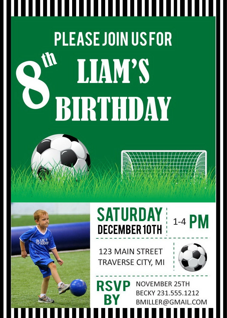 Soccer Birthday Party Invitations
 Soccer Birthday Party Invitations Digital File DIY