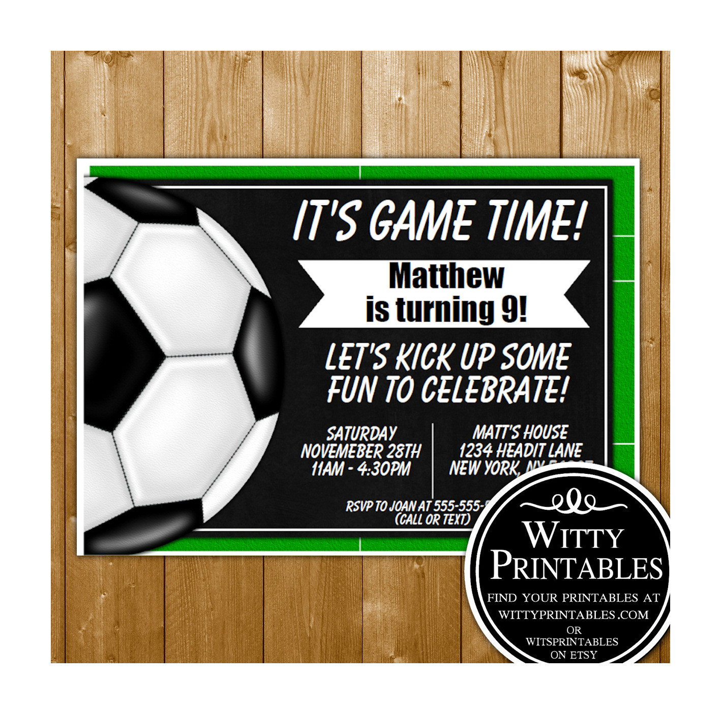 Soccer Birthday Party Invitations
 Soccer Party Invitation Printable Digital Download