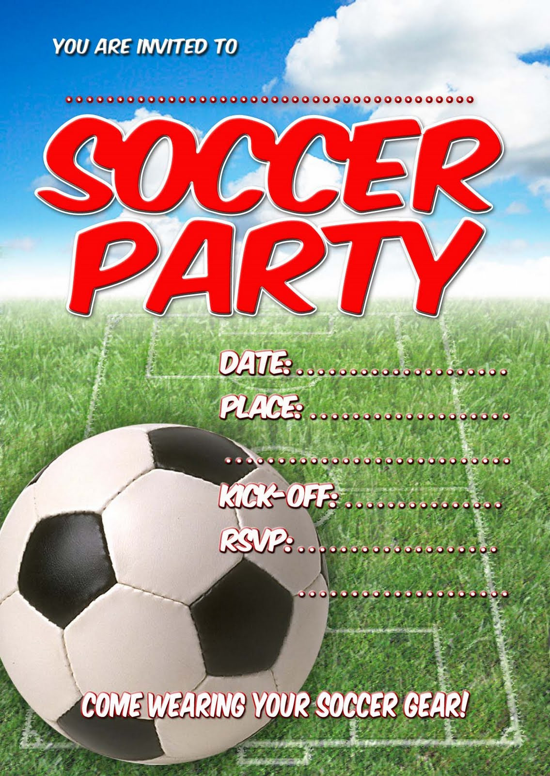 Soccer Birthday Party Invitations
 FREE Kids Party Invitations Soccer Party Invitation