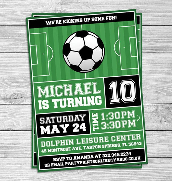 Soccer Birthday Party Invitations
 Soccer Football Birthday Party Invitations for Kids Party