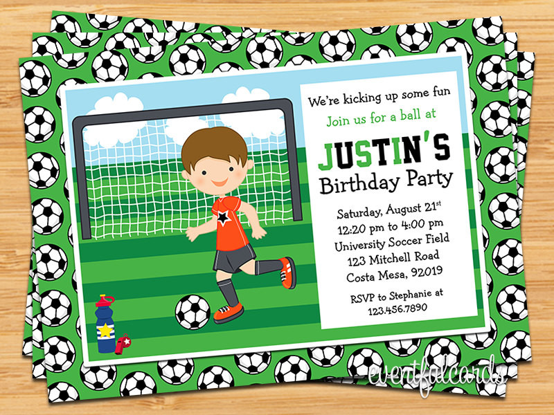 Soccer Birthday Party Invitations
 Boys Soccer Birthday Party Invitation