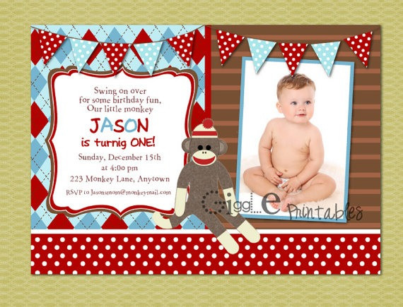 Sock Monkey Birthday Invitations
 Sock Monkey Invitation