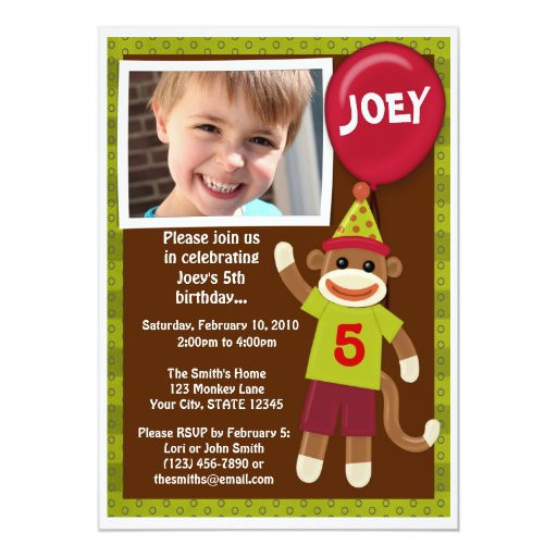 Sock Monkey Birthday Invitations
 Sock Monkey Monkey Business Birthday Invitation