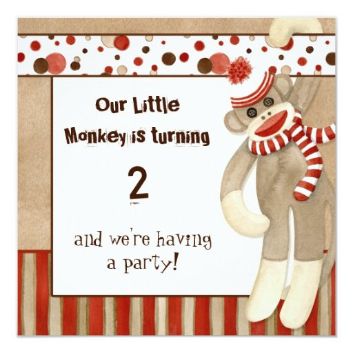 Sock Monkey Birthday Invitations
 Sock Monkey Birthday Party Invitation