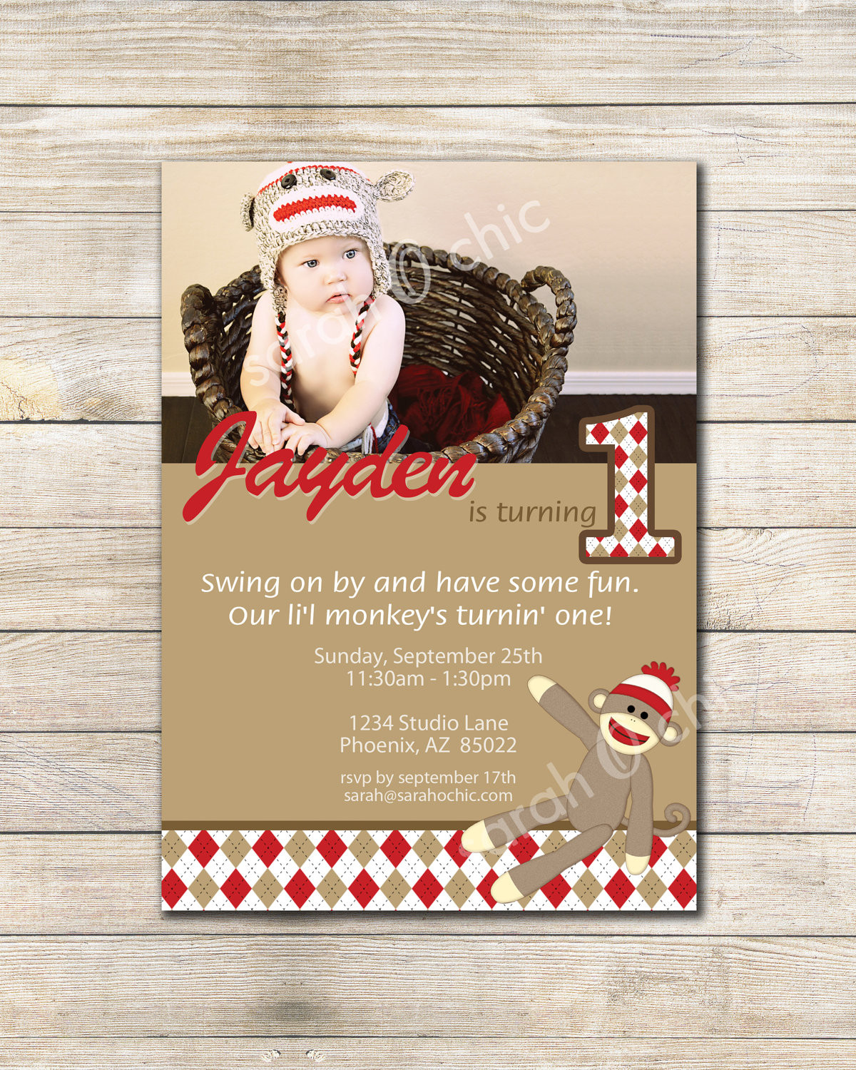 Sock Monkey Birthday Invitations
 Sock Monkey Birthday Party Invitation Printable sarah O