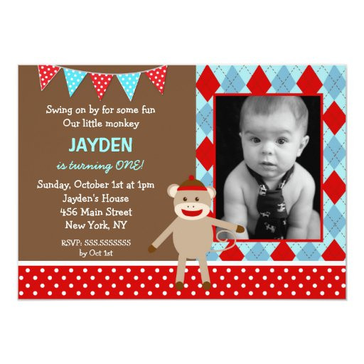 Sock Monkey Birthday Invitations
 Sock Monkey Birthday Party Invitations