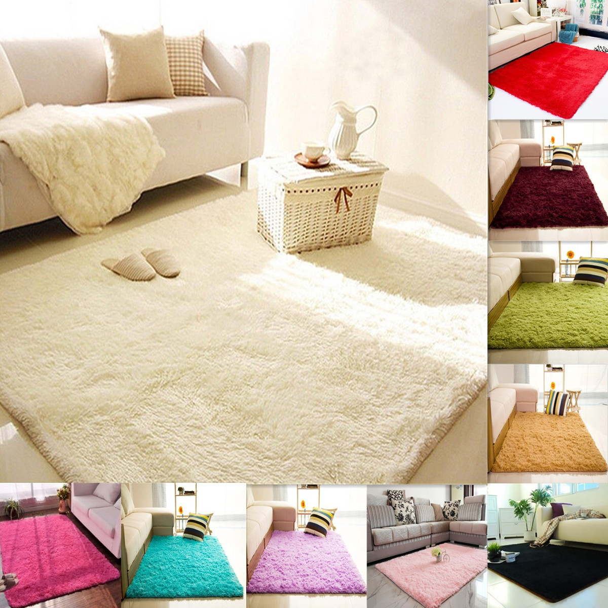 Soft Rugs For Living Room
 KIWARM Antiskid Soft Silky Rugs Living Room Carpet Indoor