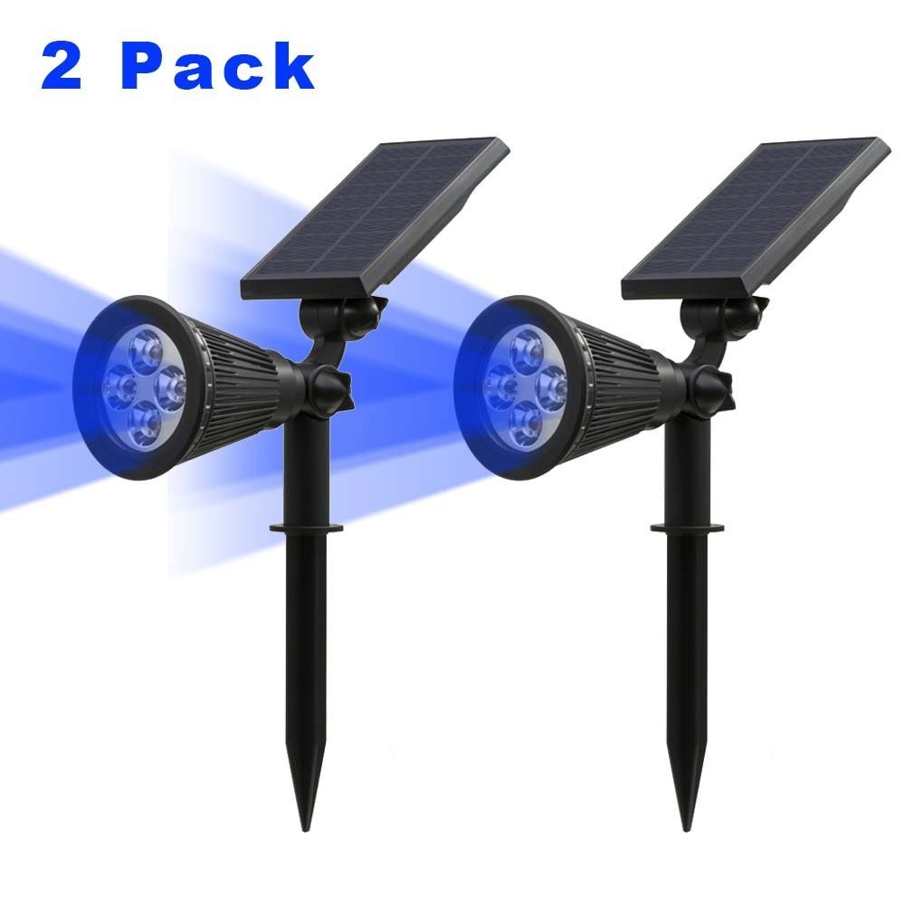Solar Landscape Spot Light
 T SUN 2 Pack Blue Solar Spotlights IP65 Waterproof 4 LED