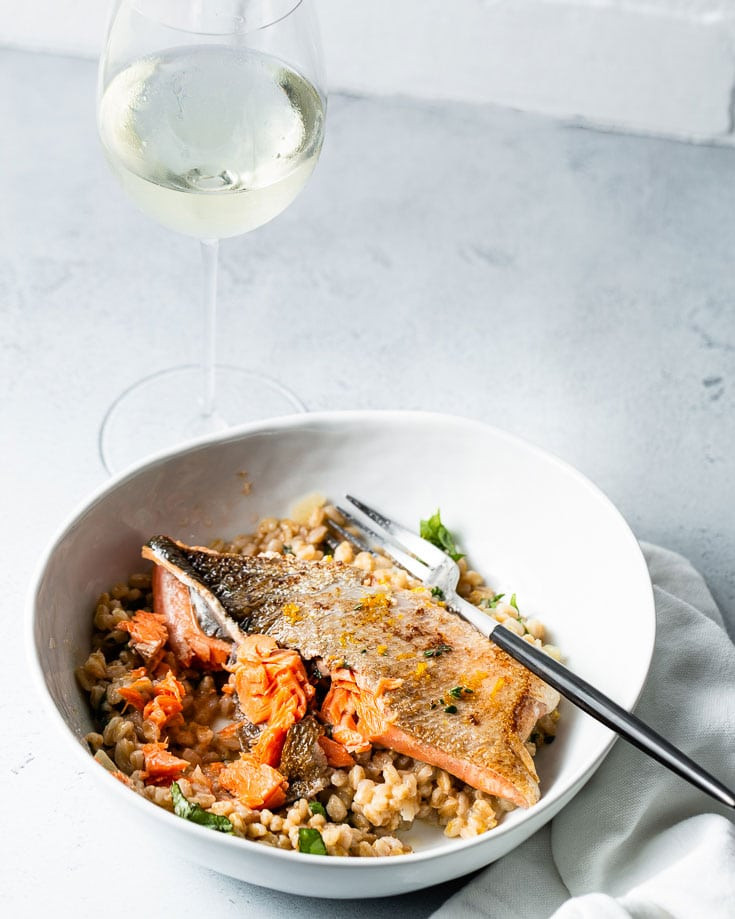 Sous Vide Risotto
 Sous Vide Salmon with Meyer Lemon Farro Risotto