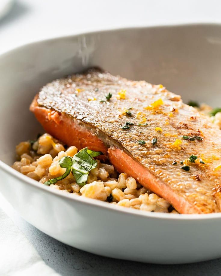 Sous Vide Risotto
 Sous Vide Salmon with Meyer Lemon Farro Risotto