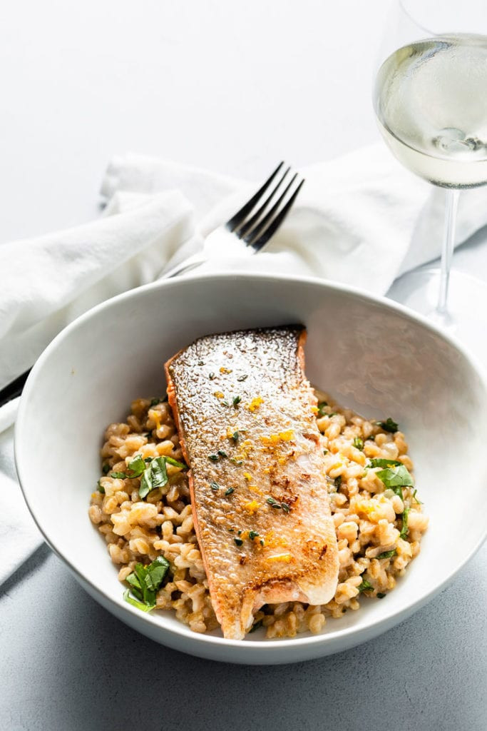 Sous Vide Risotto
 Sous Vide Salmon with Meyer Lemon Farro Risotto