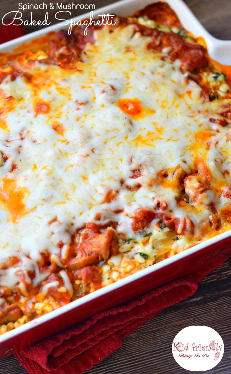 Spaghetti Bake Casserole
 Spinach & Mushroom Baked Spaghetti Casserole Recipe