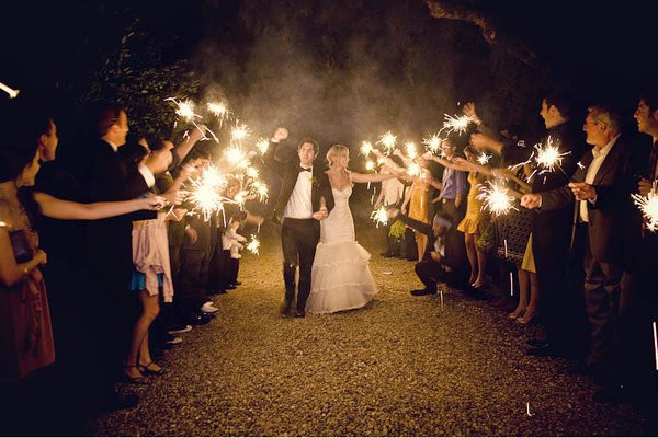 Sparkler Wedding Exit
 Summer Weddings Incorporate Backyard BBQ Favorites Into
