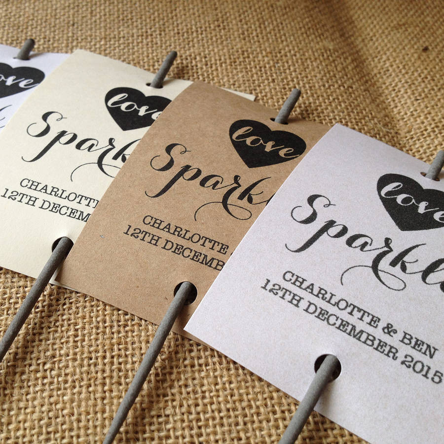 Sparklers As Wedding Favours
 Set 12 Personalised Wedding Favour Sparkler Cards By