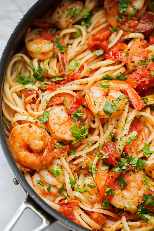 Spicy Shrimp Pasta With Red Sauce
 Spicy Shrimp Pasta with Tomatoes and Garlic