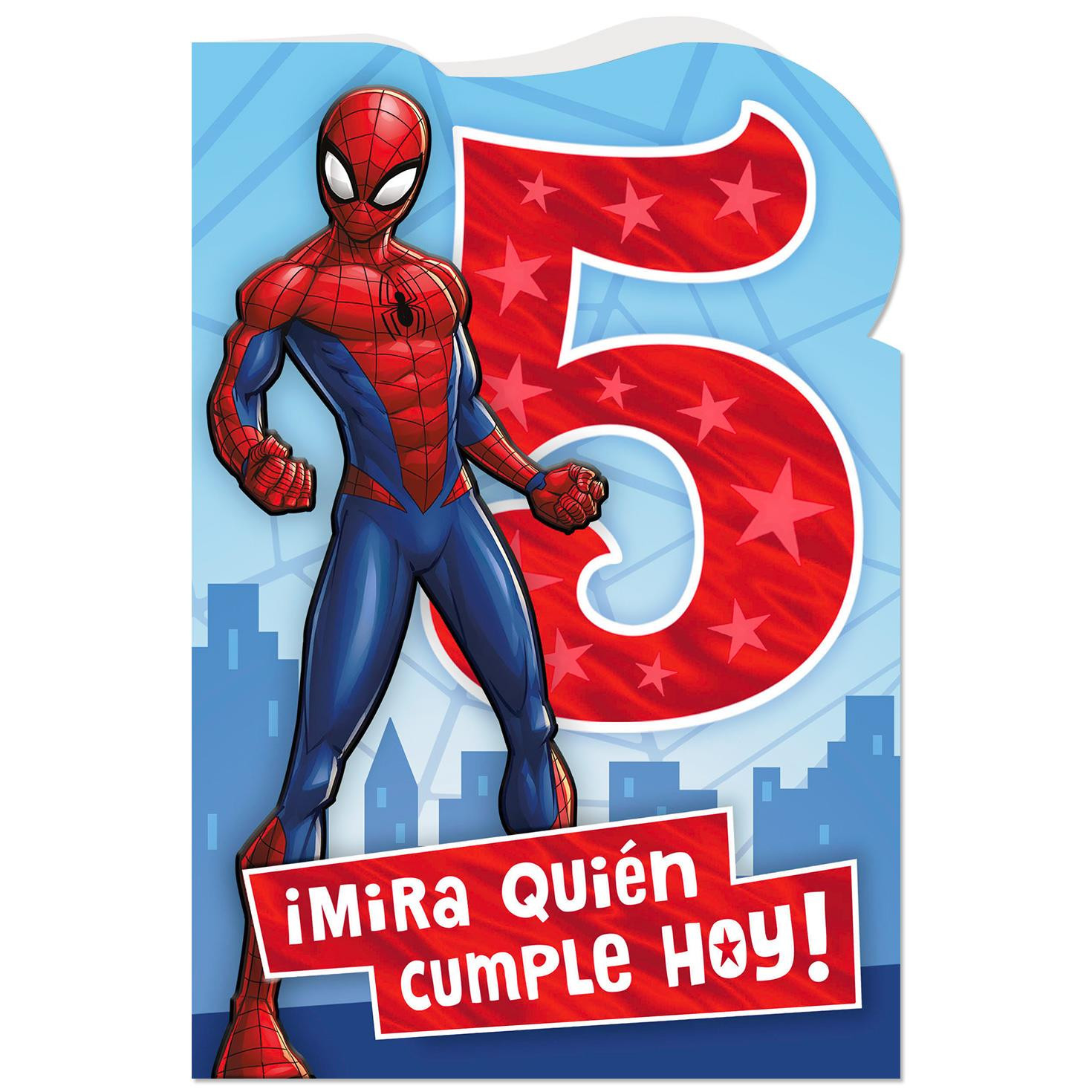 Spiderman Birthday Card
 Marvel Spider Man Spanish Language 5th Birthday Card With