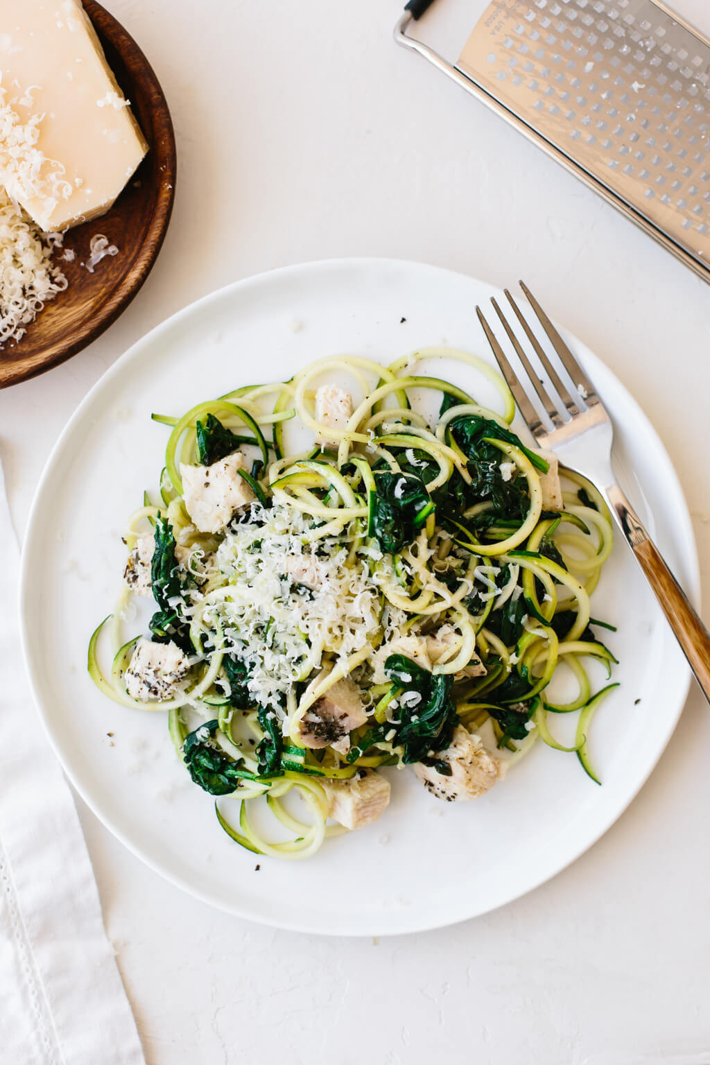 Spinach Noodles Recipe
 Zucchini Noodles with Chicken Spinach and Parmesan