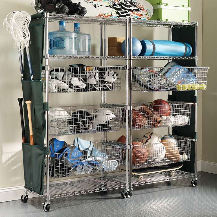 Sports Organizer For Garage
 Chrome finished Tower Shelving