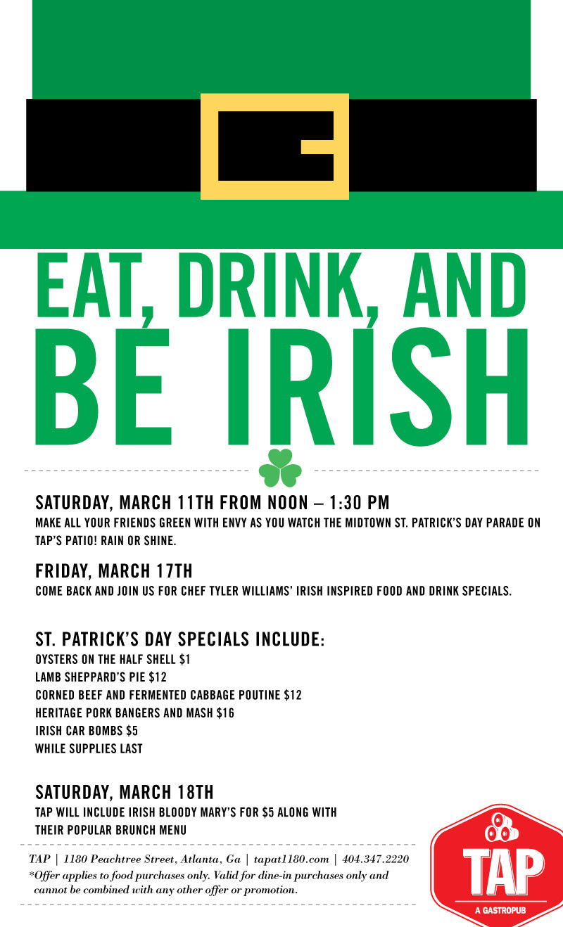 St Patrick Day Food Specials
 TAP s St Patrick s Day Specials Concentrics Restaurants